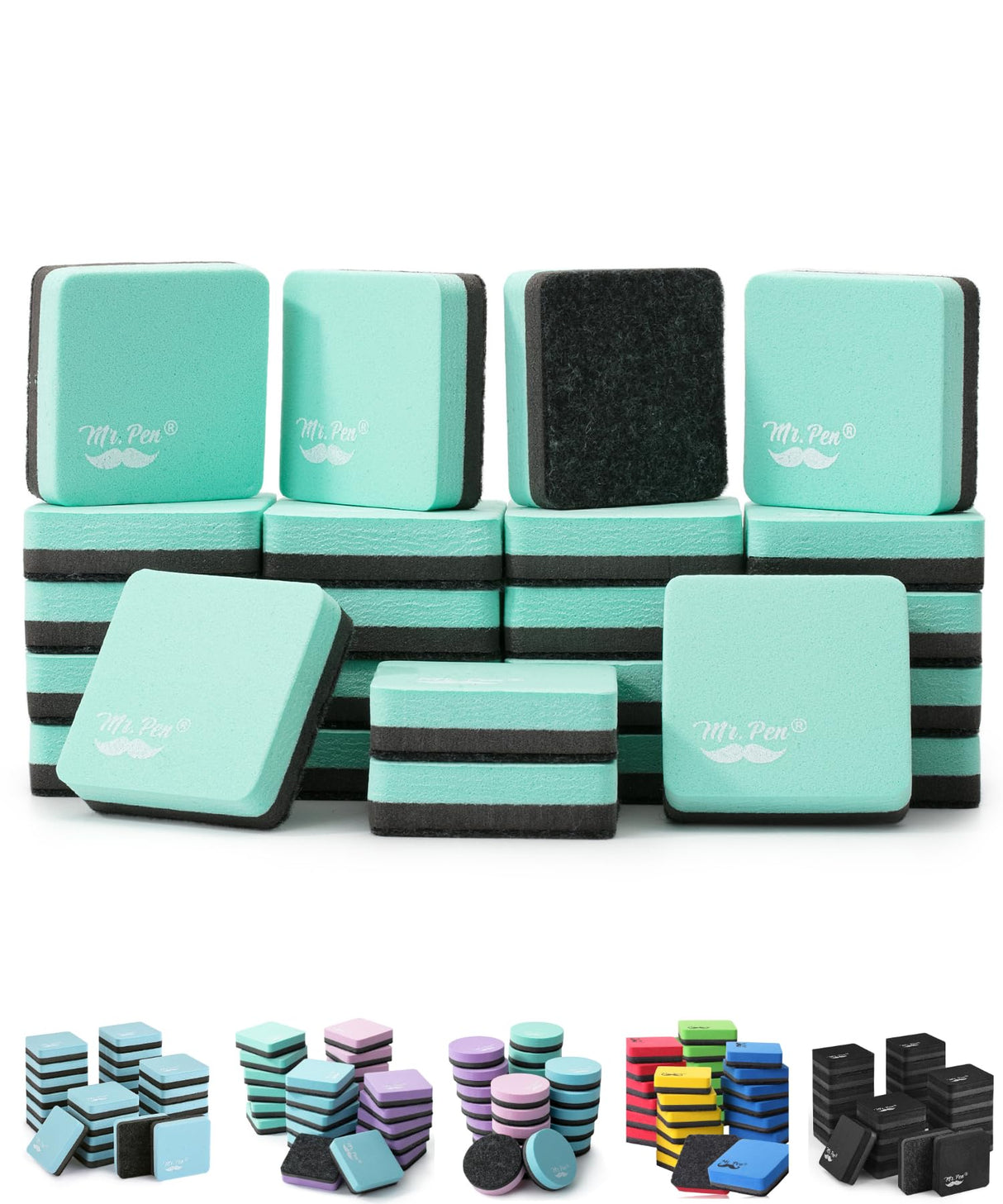 Mr. Pen- Mini Dry Erase Eraser, 24 Pack, Green Magnetic Dry Eraser, Whiteboard Eraser, Dry Erasers for Whiteboard, Magnetic Dry Erase Eraser, Dry Mr. Pen