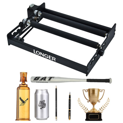 LONGER Laser Engraver Rotary Roller, Y-axis Rotary Roller 360° Rotation for Laser Engraver Engraving Cylindrical Objects Tumblers Cans Cups Bottles,