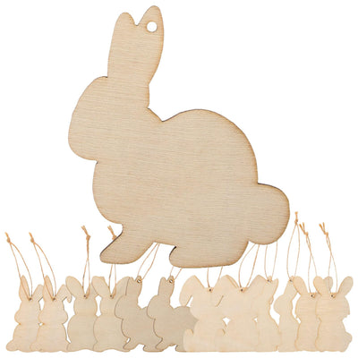 Tofficu 36Pcs Easter Bunny Wood Cutout Unfinished Wooden Bunny Slices Wood Rabbit Ornament Gift Tags Easter Hanging Decorations for Easter Party DIY