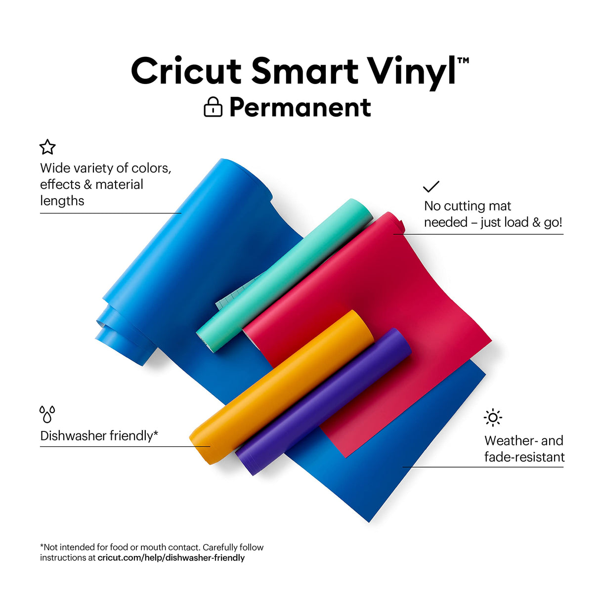 Cricut Smart Permanent Vinyl (13in x 3ft, White) for Cricut Explore 3 and Maker 3, Create DIY Projects, Decals, Stickers & More, All-Weather & Cricut