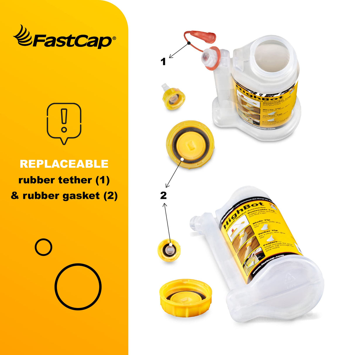 FastCap 6oz Glue Bottle, with 2-Chamber No-Drip System. Each Bottle Comes with 2 Replaceable Tips. FastCap