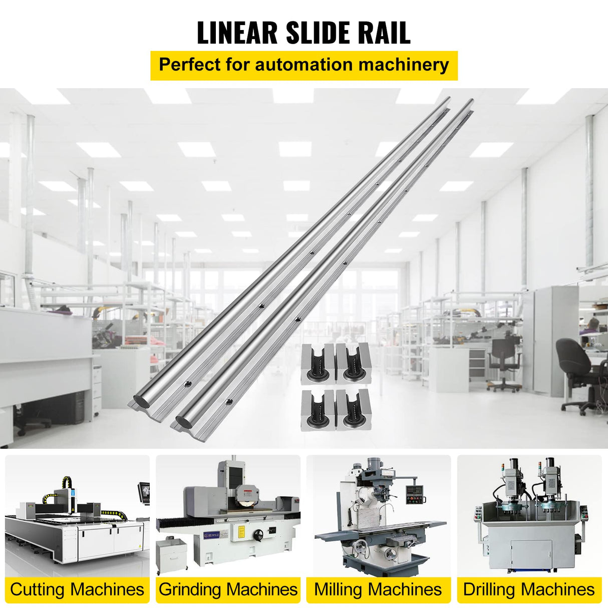 OrangeA Linear Rail 2PCS SBR20-1500mm Linear Slide Rail 4PCS SBR20UU Bearing Block CNC Kit Linear Rails and Bearings Kit CNC Rails Linear Rail Set OrangeA