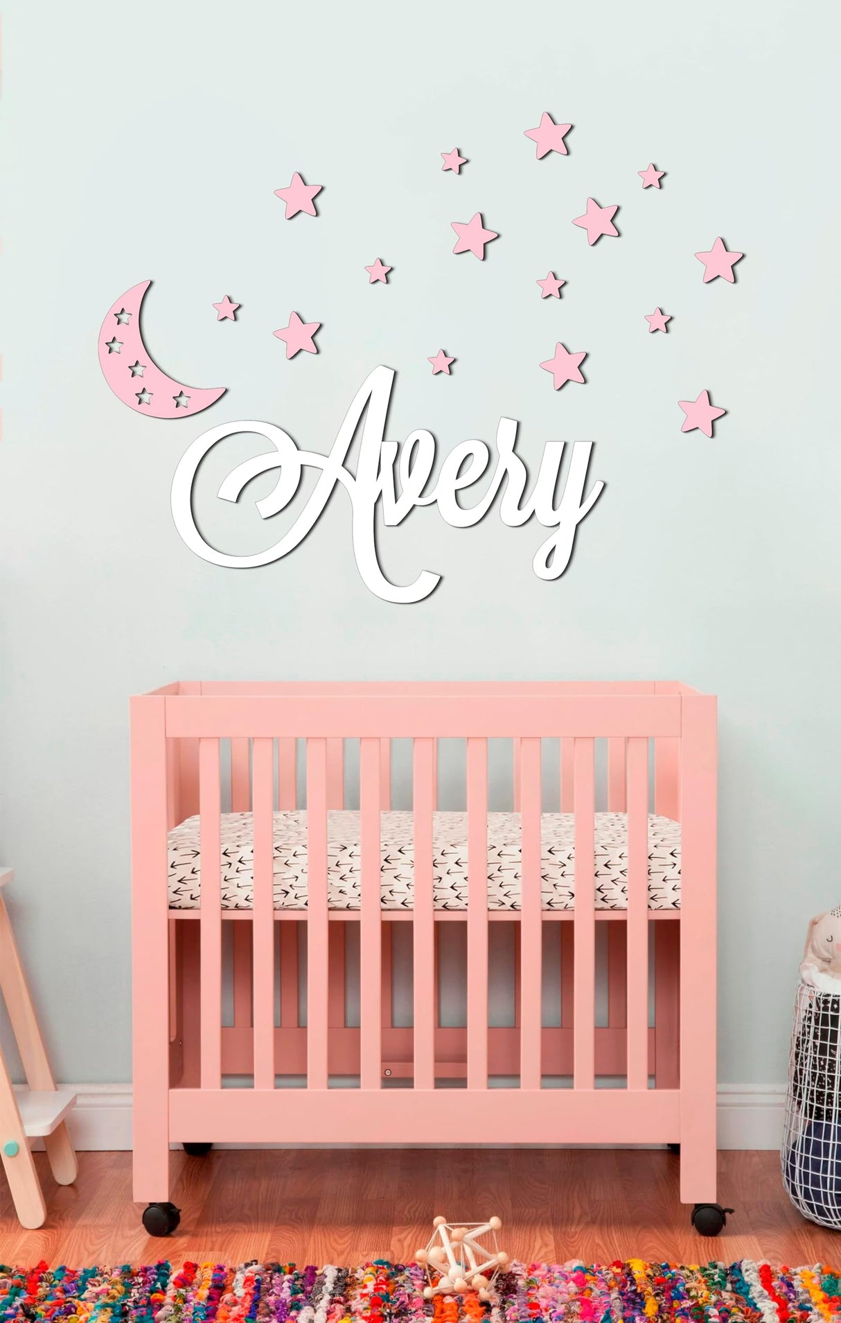 Personalized Custom Wood Name Sign with Stars Wooden Wall Stickers Nursery Name Sign, Personalized Baby Gifts Nursery Wall Decor Wooden Letters for Generic