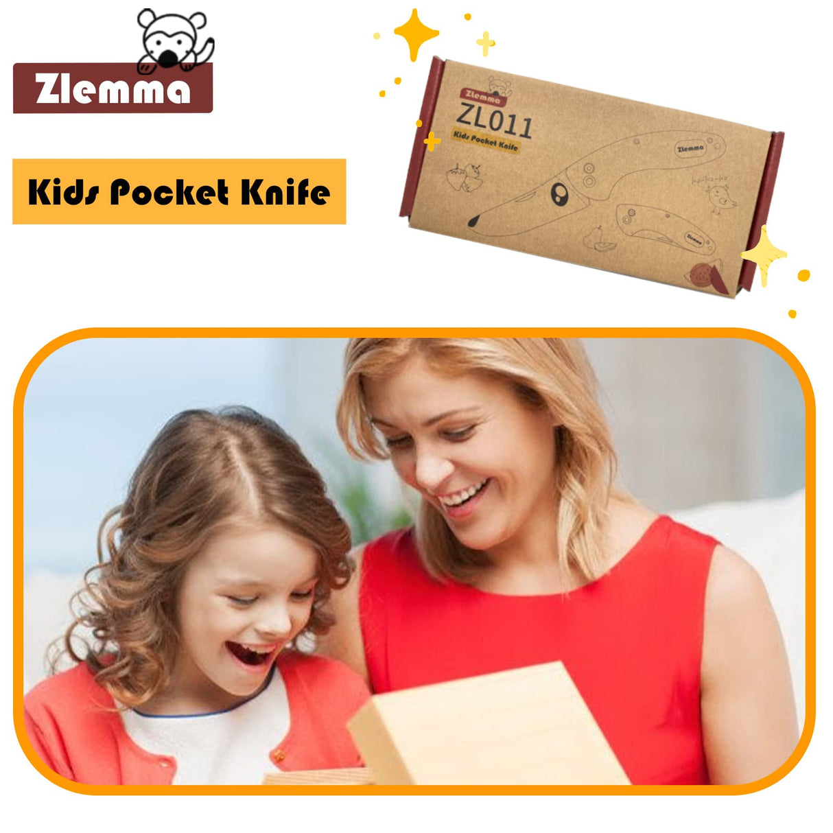 ZLemma Kids Pocket Folding Knife with Safety Rounded Tip, Made Of Japanese Stainless Steel and Rosewood, Children’s First Folding Knife With Sharp ZLemma