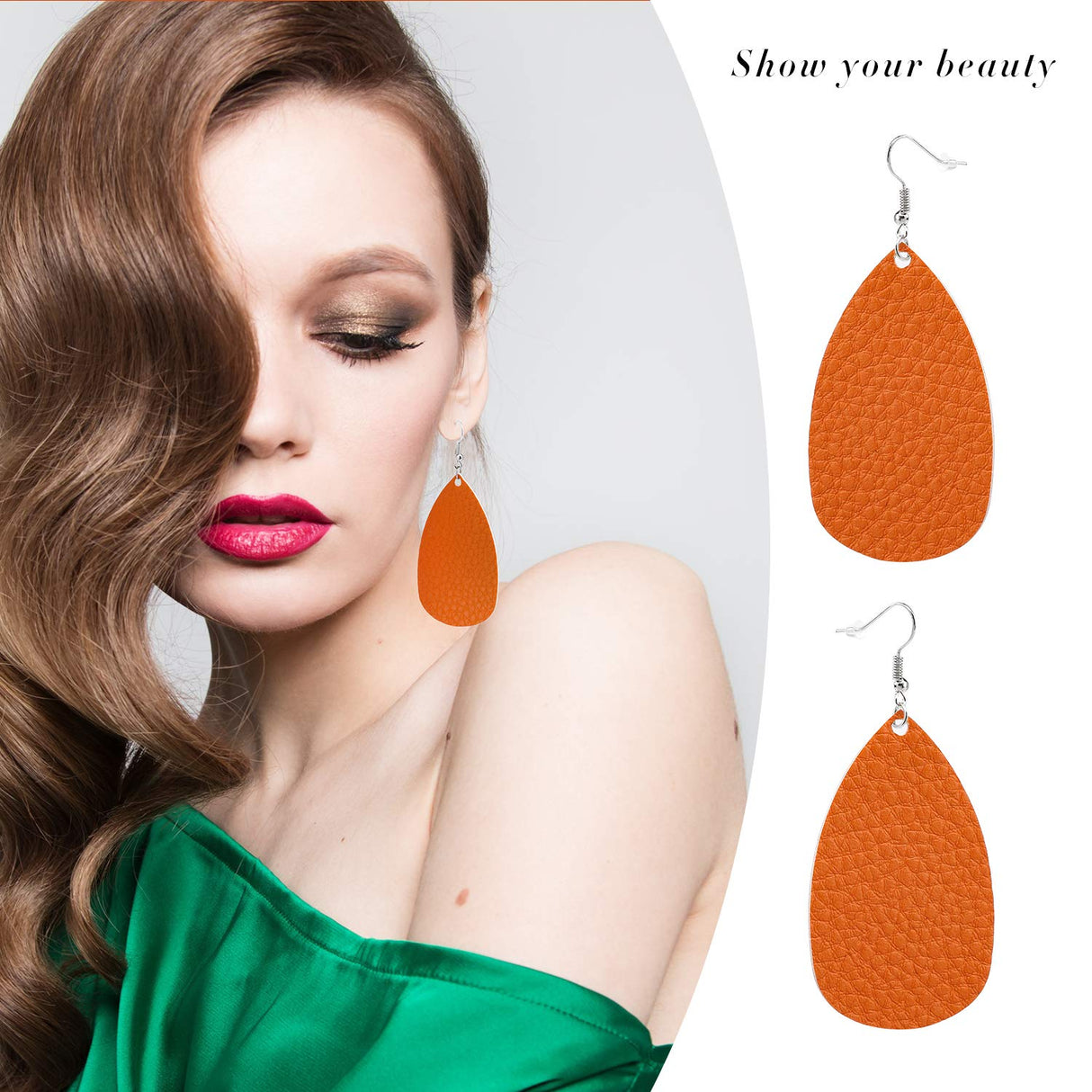 30 Pairs of Teardrop Double-sided Leather Earrings with 30 Color for Women Girls Jewelry Fashion and Valentine Birthday Party Gift AROIC