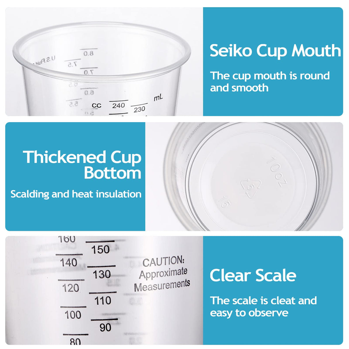 300 Pieces 8 oz Plastic Measuring Cups with 300 Wooden Mixing Sticks Disposable Measuring Cups for Epoxy Resin Mixing Cups for Liquid Measuring, Yunsailing