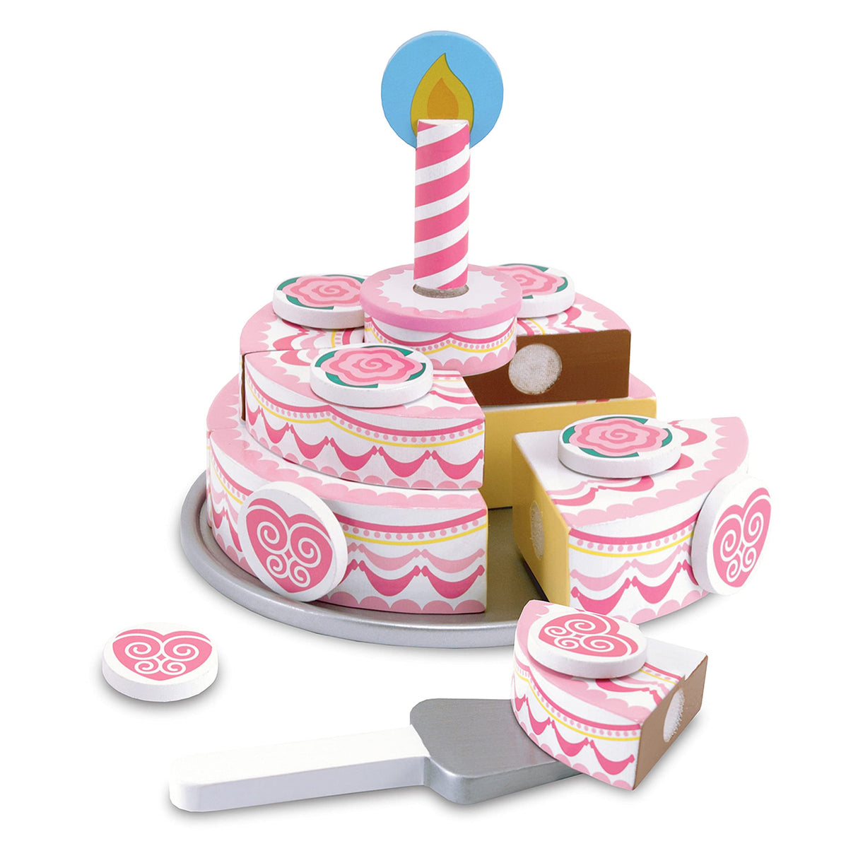 Melissa & Doug Triple-Layer Party Cake Wooden Play Food Set - Birthday Cake Pretend Food Play Set For Toddlers, Kids Ages 3+ Melissa & Doug