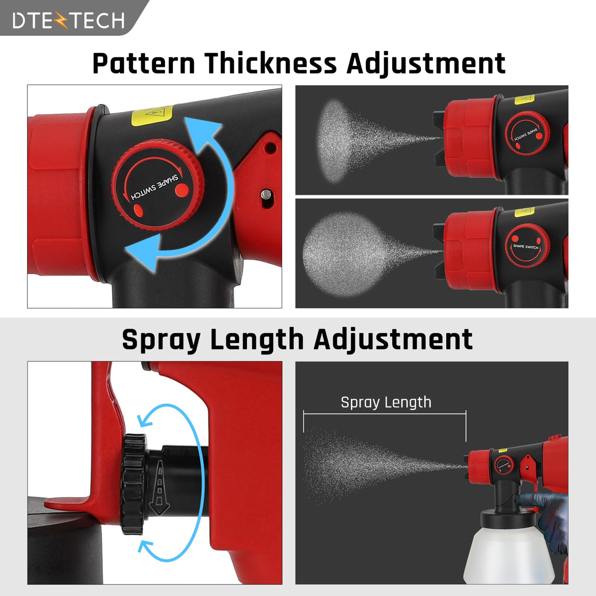 Paint Sprayer for Milwaukee M18 18V Battery, HVLP Spray Paint Gun with Brushless Motor and Copper Nozzle, 200W Cordless Paint Sprayer for Home DTEZTECH