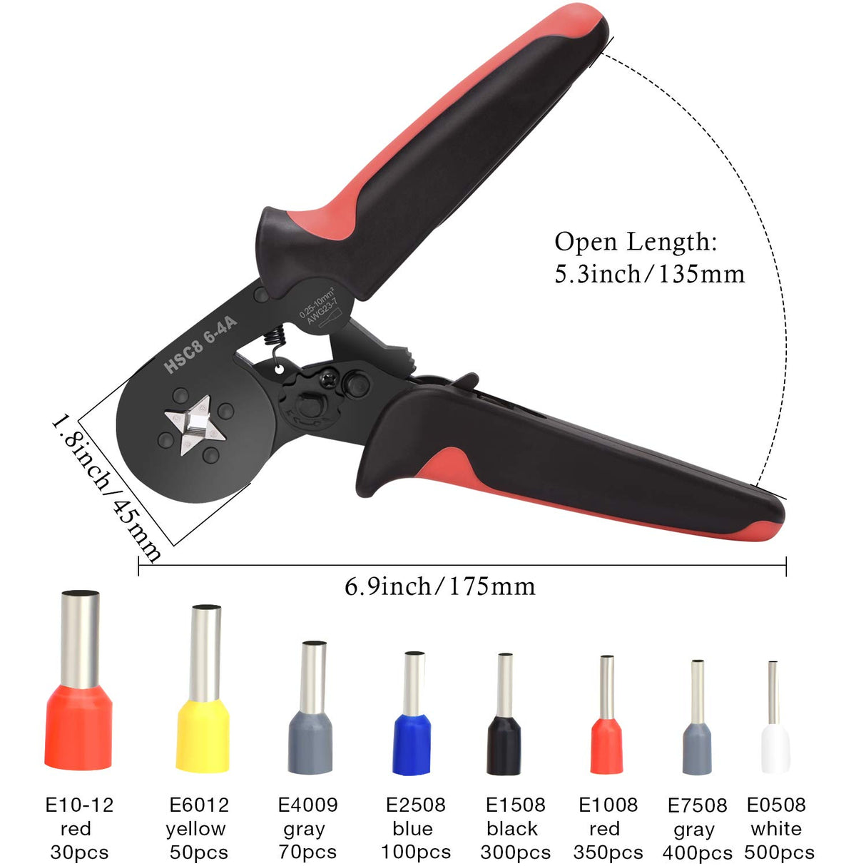 Ferrule Crimping Tools Wire Pliers - 1800 PCS Wire Ferrules with Crimpers Pliers Kit for Electricians, Adjustable Ratchet Tools with Terminals vanow
