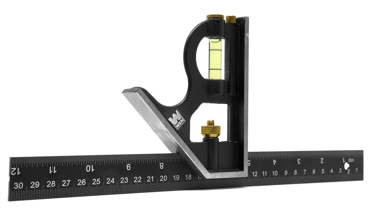 WEN ME144L 12-Inch Aluminum Combination Square with Bubble Level WEN