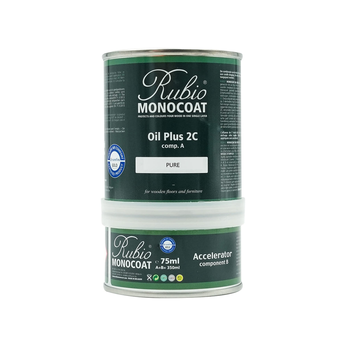 Rubio Monocoat Oil Plus 2C, 350 Milliliters, Pure, Interior Wood Stain and Finish, Food Safe, Easy One-Coat, Linseed Oil, Plant Based, VOC/Solvent Rubio Monocoat