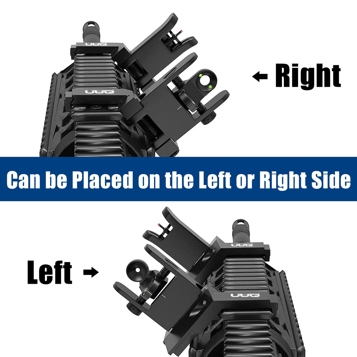 UUQ 45 Degree Offset Fiber Optic Iron Sights,Flip Up Front Rear Sites with Red&Green Dot,BUIS Backup Sight Set for Airsoft Gun, Tool-Free Adjustable UUQ