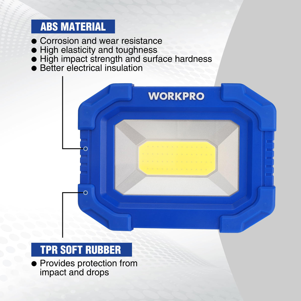WORKPRO LED Work Light, Rechargeable Magnetic Work Lights with Stand, Portable, Waterproof, 2000LM COB Flood Light for Camping, Fishing, Car Repair, WORKPRO