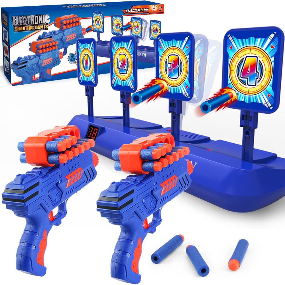 BAODLON Digital Shooting Targets with Foam Dart Toy Gun, Electronic Scoring Auto Reset 4 Targets, Shooting Game Toys Gifts for Age of 5, 6, 7, 8, 9, BAODLON