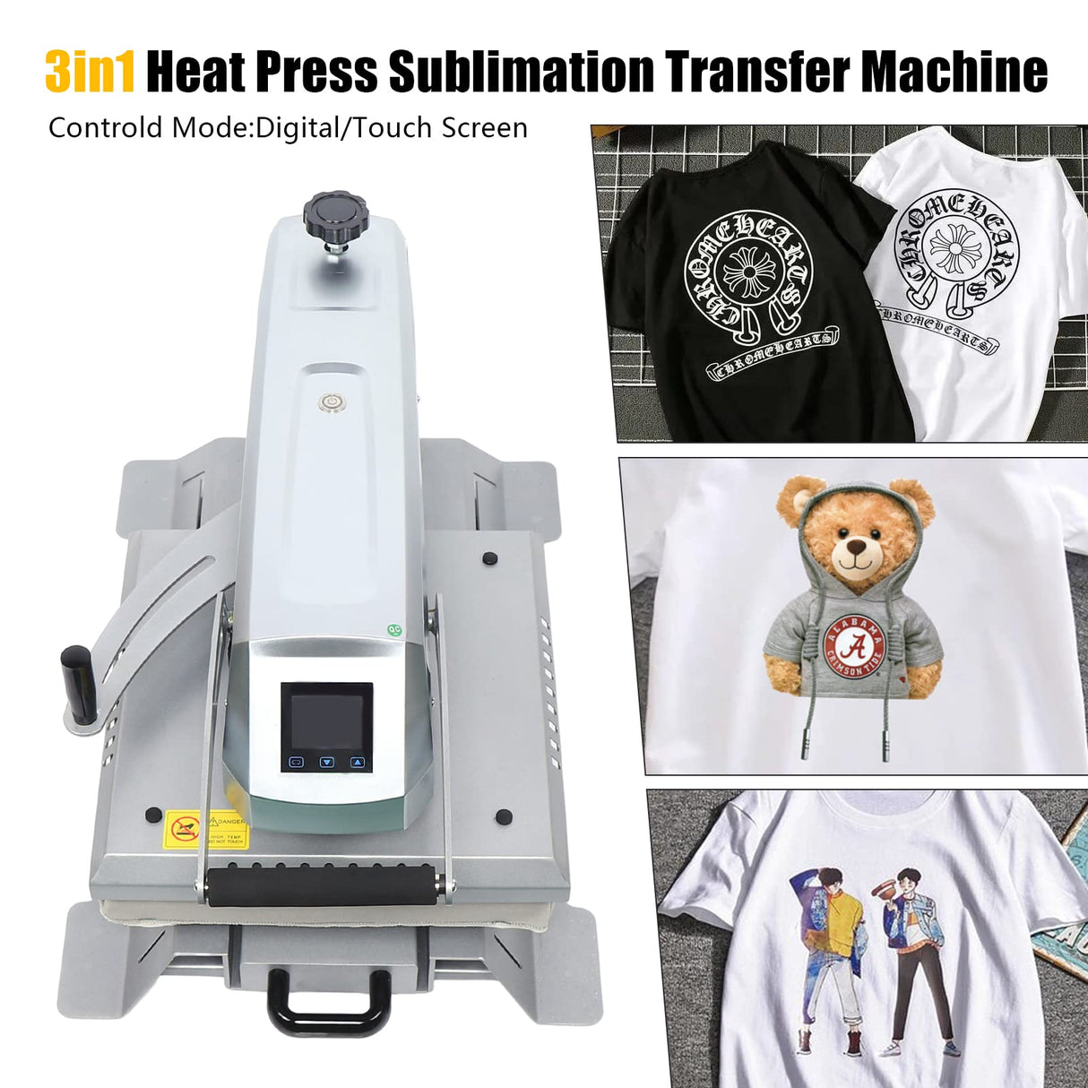 Swing Away Heat Press Machine with Digital Control, 15x15 inch Heat Press Machine for T Shirts Printing Machine Manual Sublimation Transfer Printer Gworobie