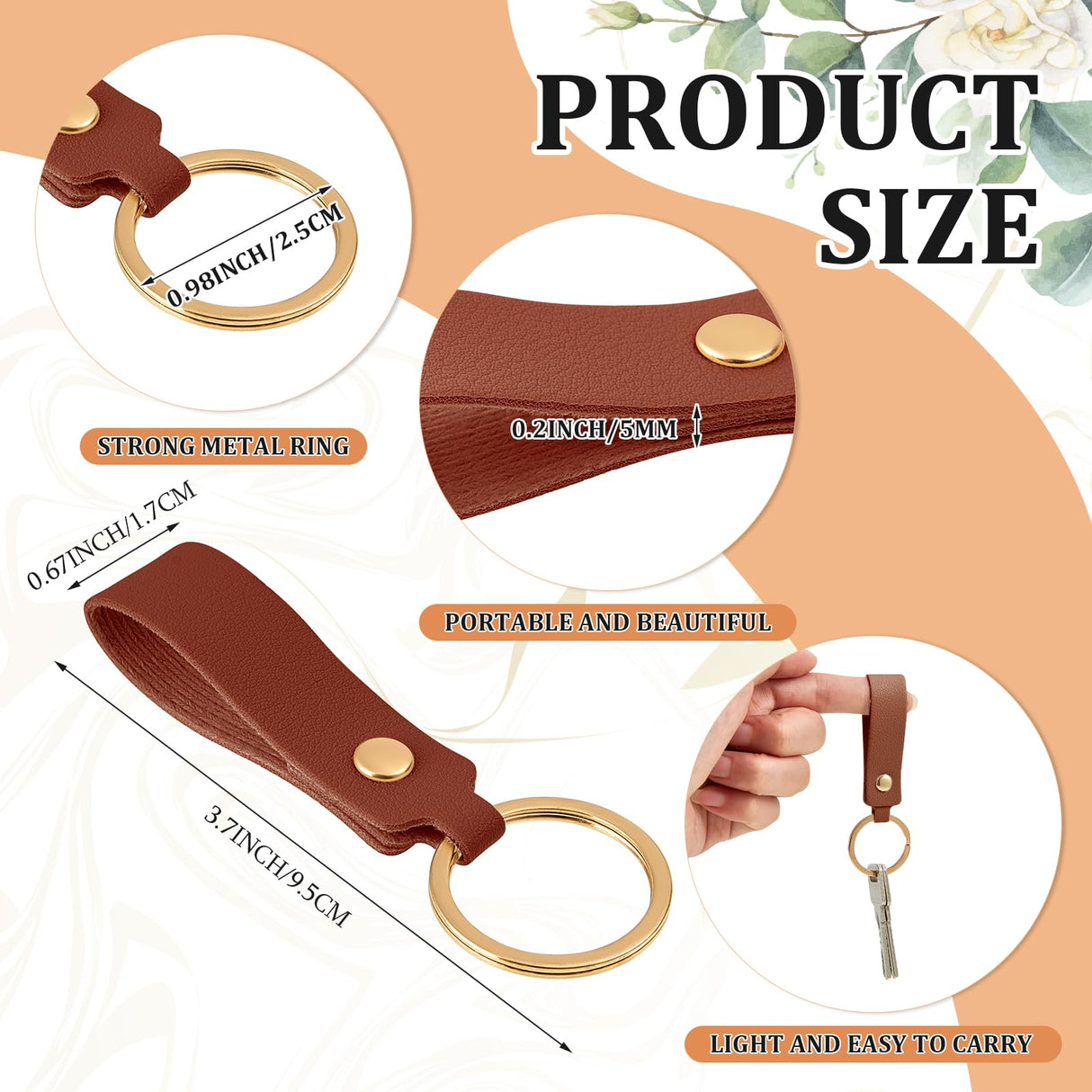 Wavyknot 100 Pcs Leather Key Fobs Kit Blanks DIY Laser Engraving Keychain for Leather Keychain Making Supplies (Dark Brown,3.7 x 0.7 Inches) Wavyknot