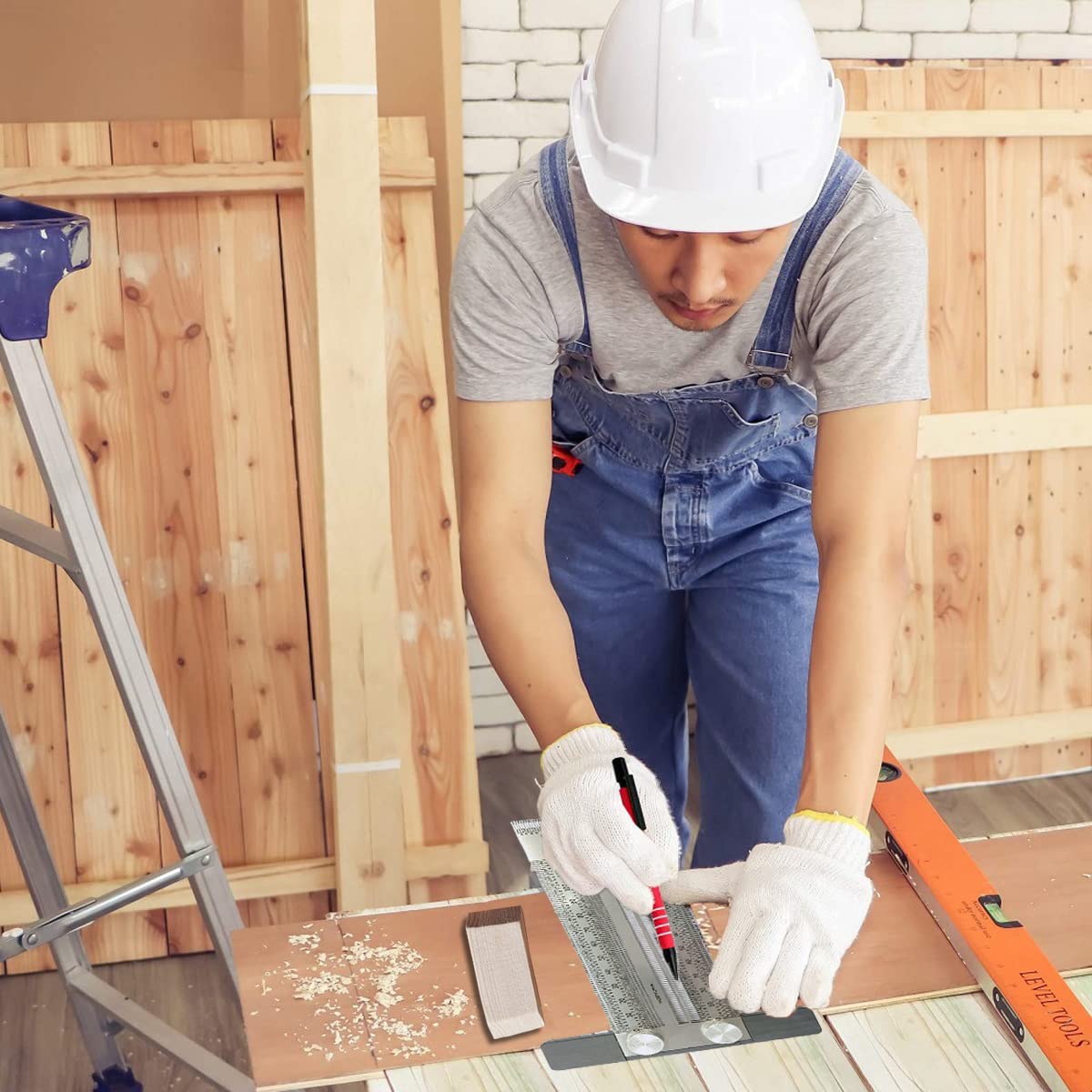 Ultra Precise Marking T-Rule Stainless Steel Marking Ruler, T Square Hole Ruler, Stainless Steel Woodworking Scribing Ruler, Positioning, Scribbling QeeHeng