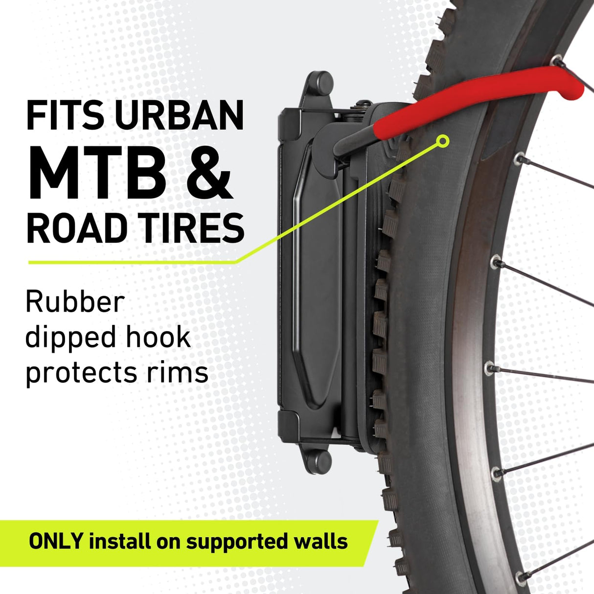 Vibrelli Swivel Bike Wall Mount - Bike Hanger - Vertical Bike Rack - Bike Hangers for Garage - MTB Mountain Bike Wall Mount Bike Rack - Bicycle Vibrelli