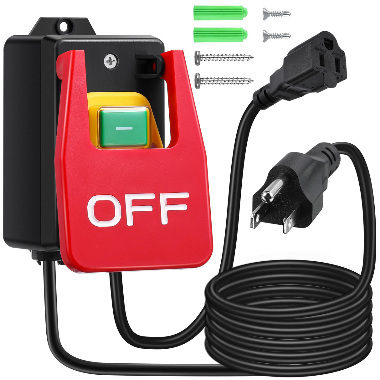 Dreyoo 1 Pack 110V to 120V Single Phase On/Off Switch, Router Table Switch with Large Stop Sign Paddle Easy Contact for Fast Power Off for Table Saws Dreyoo