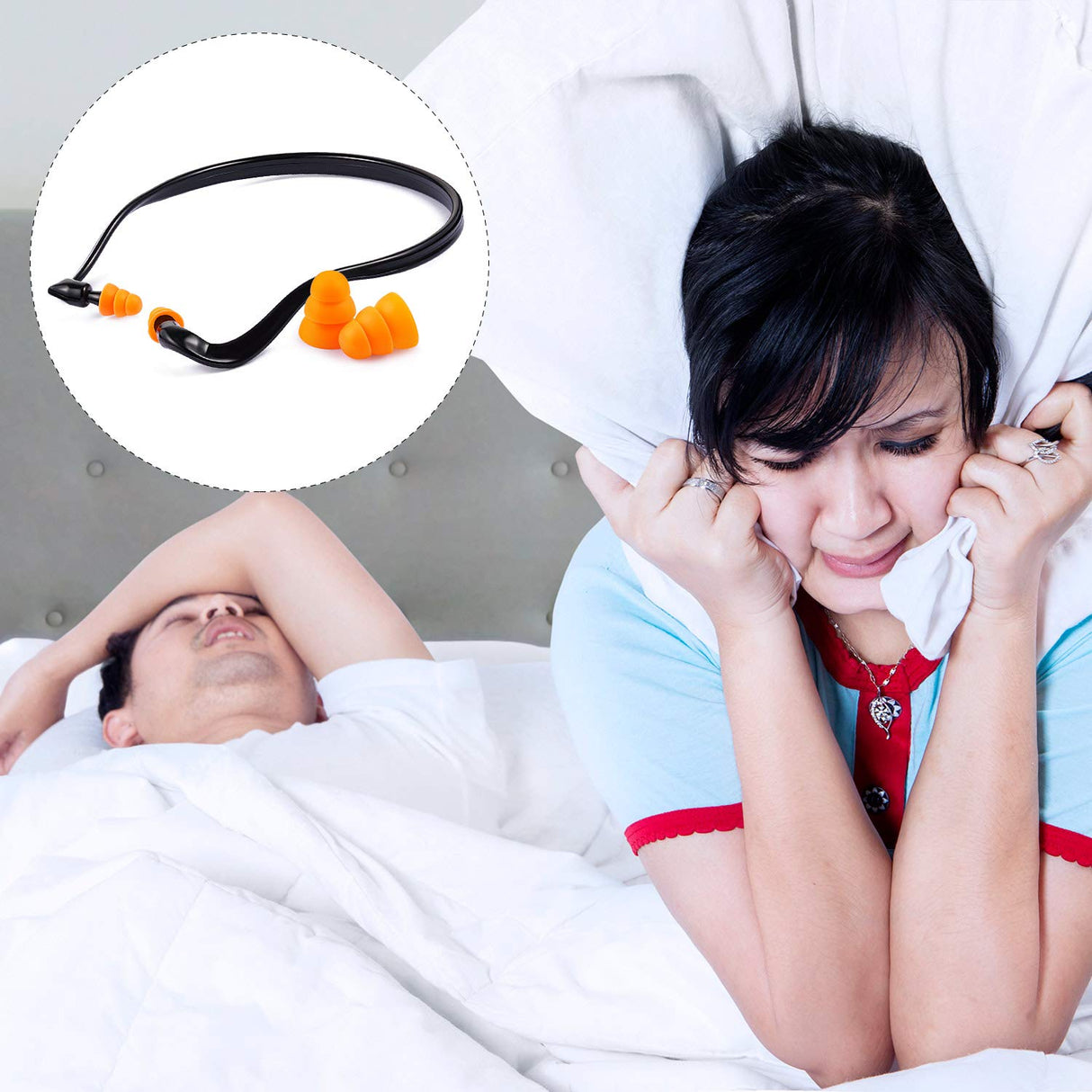 Banded Ear Plugs Hearing Bands Banded Ear Band Plug Shooting Reusable Construction Ear Plugs Protection Silicone Replacement Pods for Work Sleeping Sumind