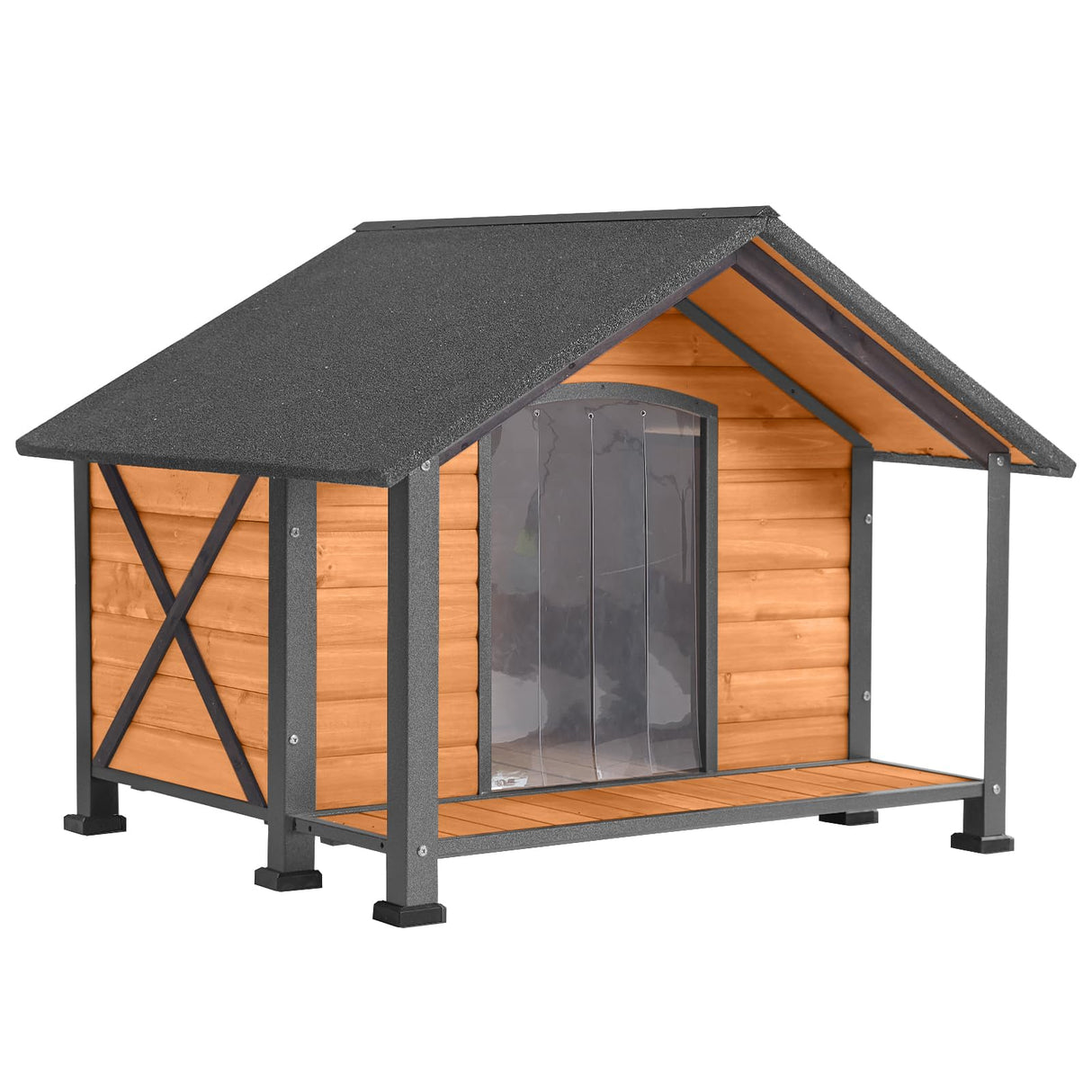 Dog House Outdoor & Indoor Unique All-Around Iron Frame Dog Kennel for Winter with Raised Feet for Small & Medium & Large Dogs,Weatherproof Roof GUTINNEEN