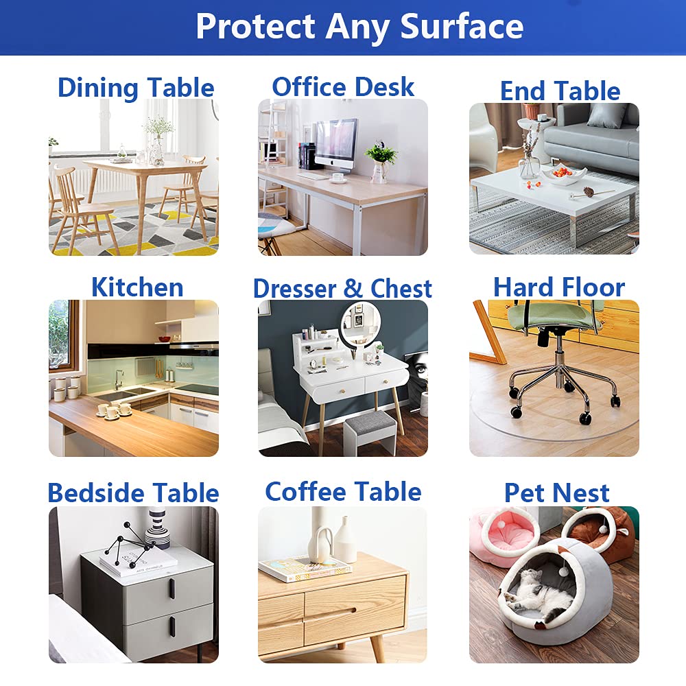 24x72 Long Clear Plastic Dining Room Table Protector Desk Cover Wooden Furniture Topper Transparent Tablecloth Wipeable Vinyl PVC Waterproof for SPLENDEFUL