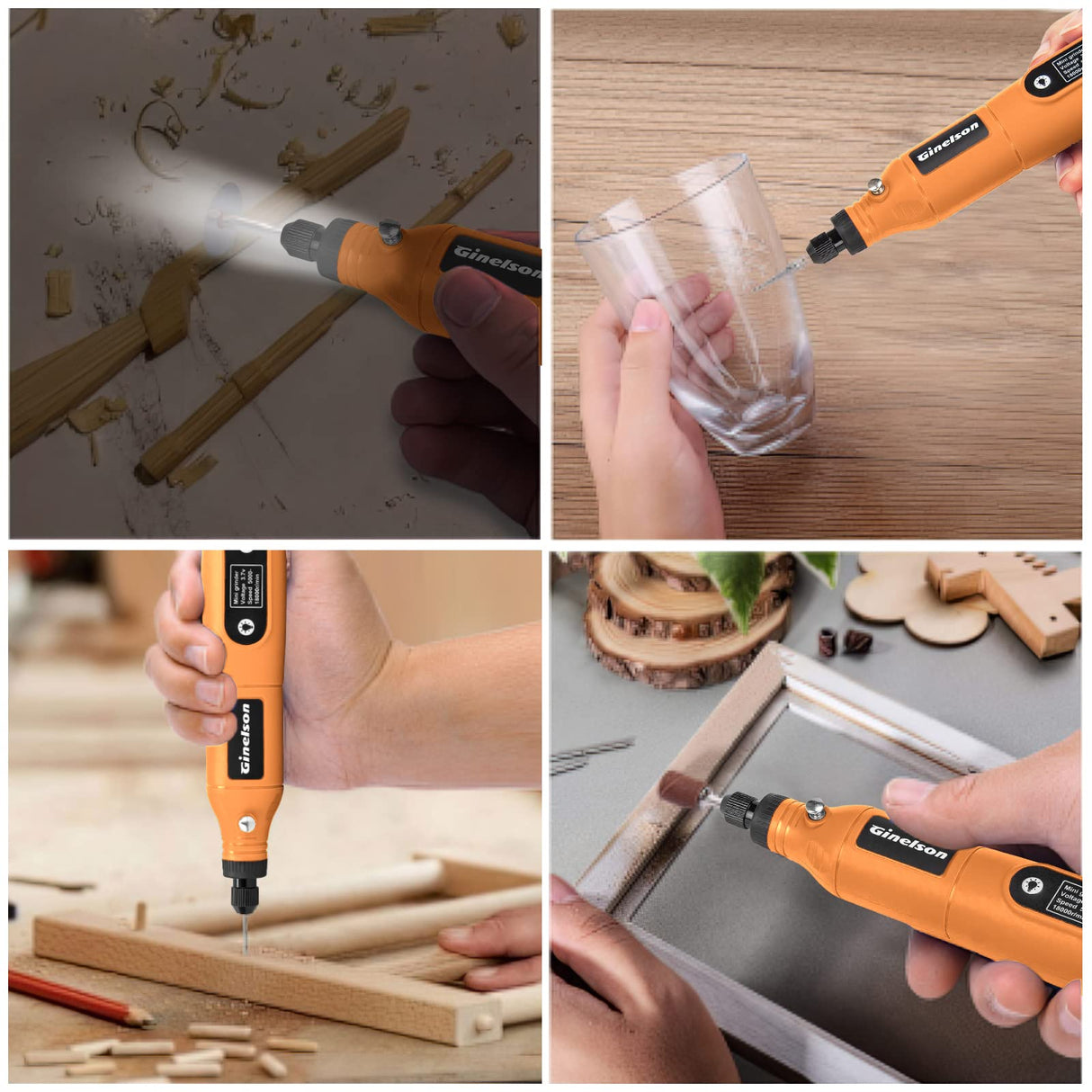 GINELSON Cordless Rotary Tool, 2000 mAh Battery Pack, 5-Speed and USB-C Charging Rotary Tool Kit with 64 Accessories, Multi-Purpose 3.7V Power Rotary GINELSON