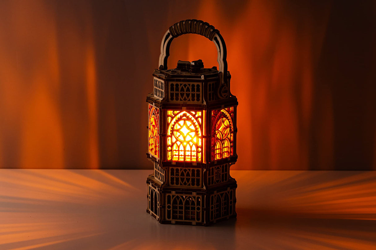 Wood Trick Antique Lantern LED 3D Wooden Puzzle - Engaging DIY Model for All Ages with Two Lighting Modes Wood Trick