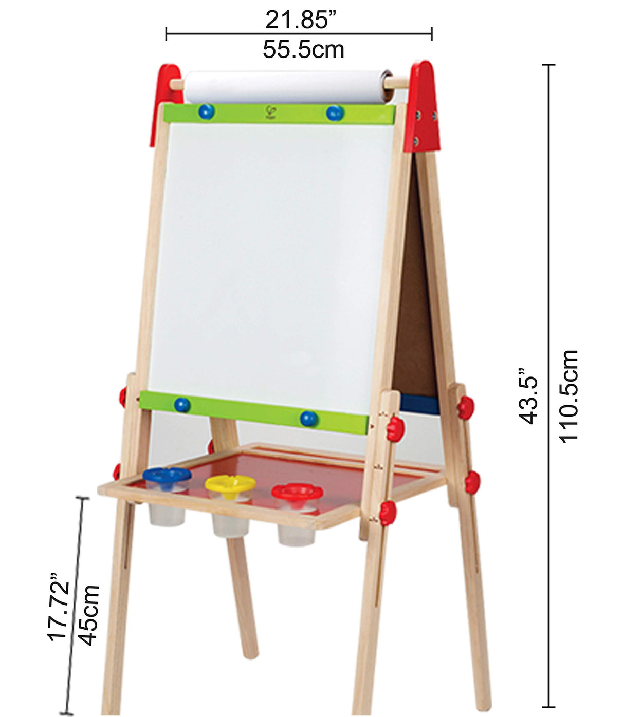 Award Winning Hape All-in-One Wooden Kid's Art Easel with Paper Roll and Accessories Cream, L: 18.9, W: 15.9, H: 41.8 inch Hape