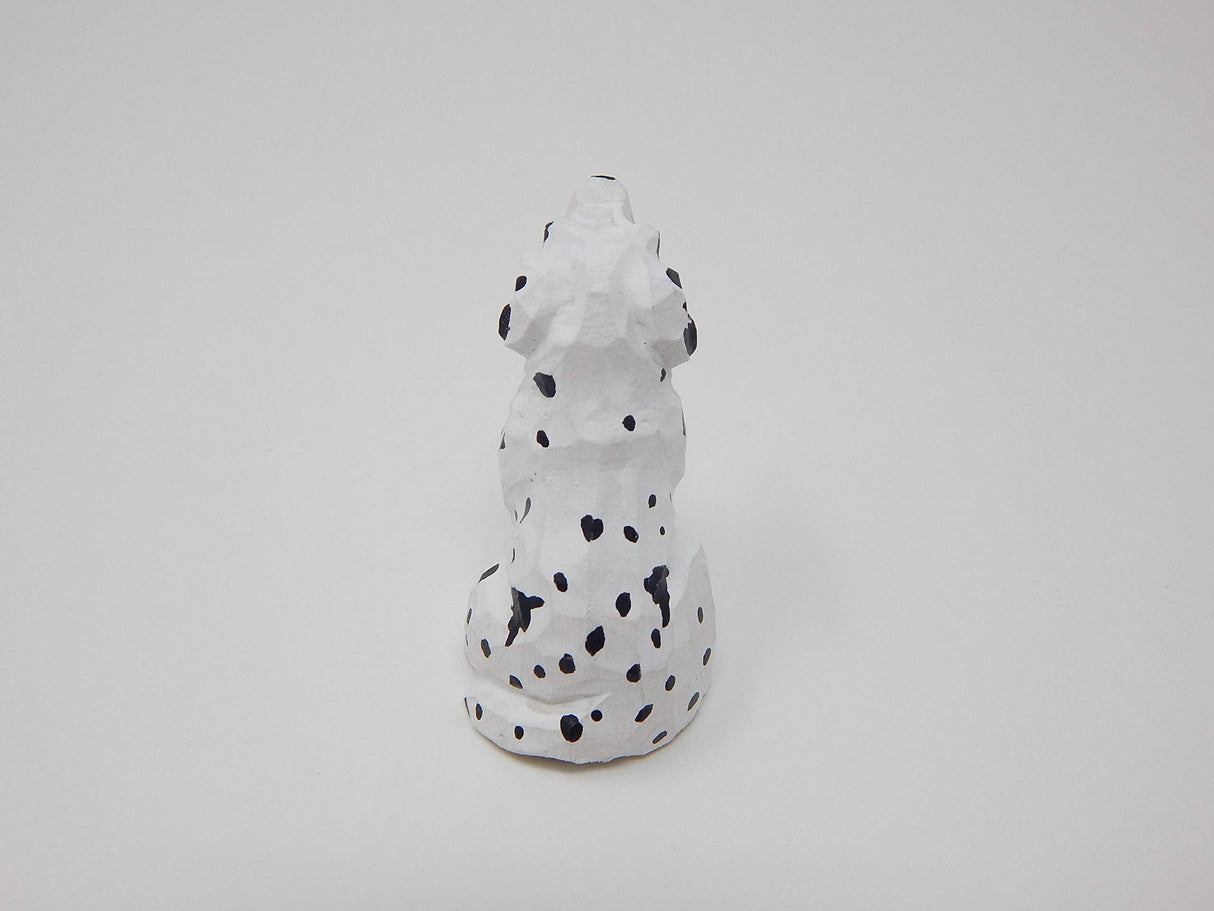 Selsela Dalmation Spotted Dog Puppy Figurine Statue Miniature Small Wood Carving Home Decor Small Animals Pet Selsela