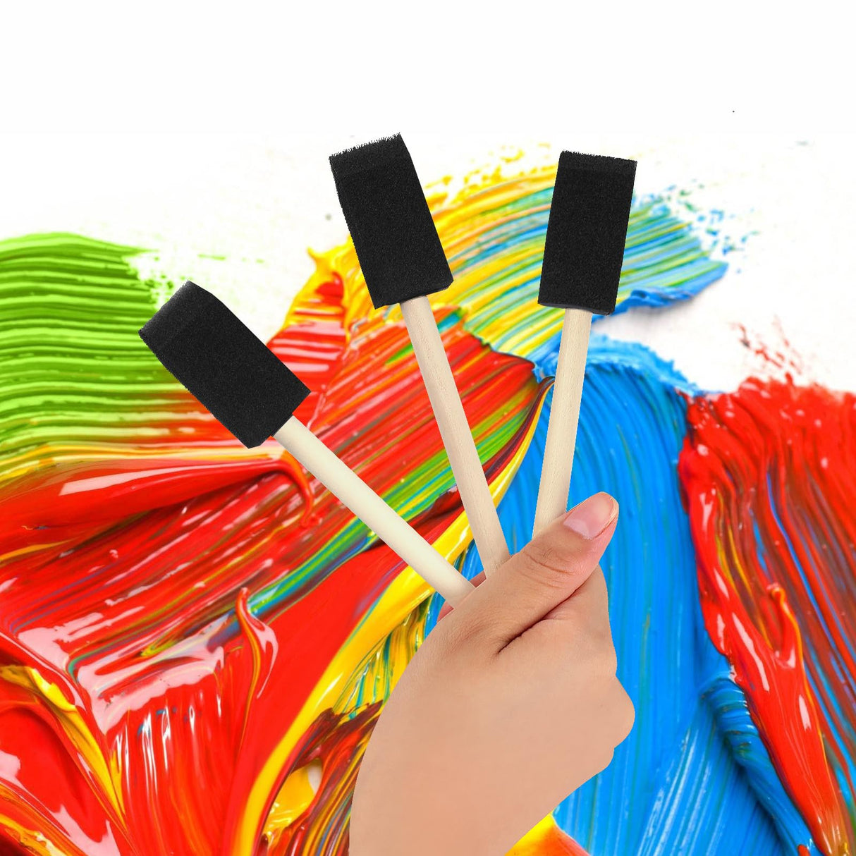 40 Pcs Foam Brush,1” Foam Paint Brushes, Wood Handle Sponge Paint Brush, Foam Brushes for Painting for Staining, Varnishes, and DIY Craft Projects vivinin