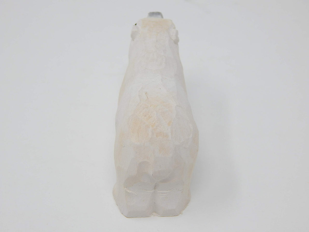 White Polar Bear - Small 2" Wooden Figurine - Arctic North Pole Snow Antarctica Carving Hand-Made Decoration Miniature Animals Woodwork Selsela