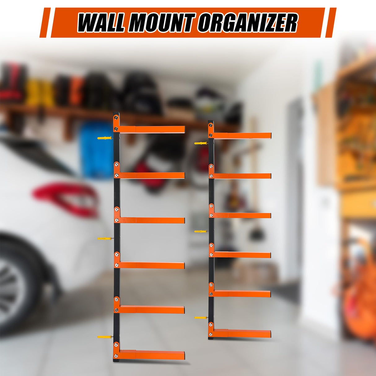 Yaocom 4 Pack Metal Lumber Storage Rack 6 Level Wall Mount Wood Organizer Heavy Duty Wood Rack with Serviceable Sheet Screws, Each Shelf Holds up 150 Yaocom