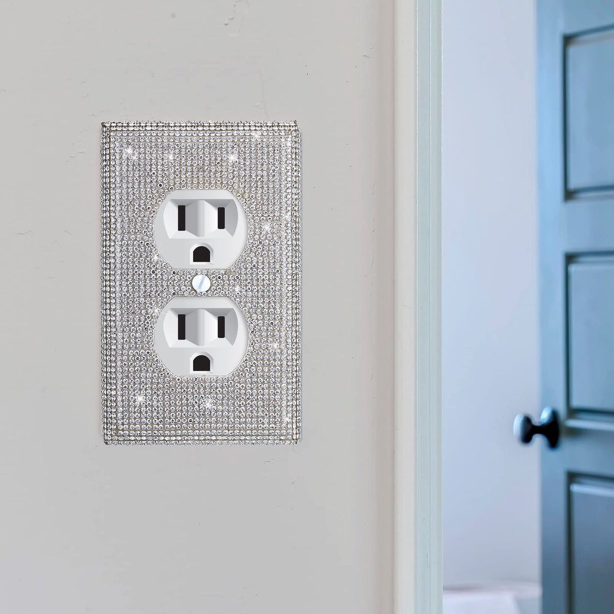 2 Pieces Sparkly Light Switch Cover Bling Outlets Cover Bling Light Switch Cover Diamond Outlet Cover Rhinestones Wall Plate Cover Crystal Shiny Wall TOODOO