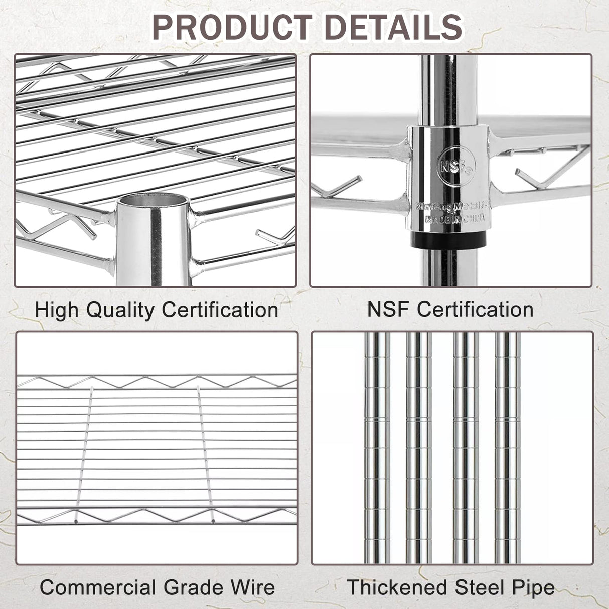 5 Tier Metal Storage Shelves 36" L x 14" W x 72" H Adjustable Wire Shelving Unit 1250LBS Metal Shelves Garage Storage Pantry Shelves Storage Rack XXkseh