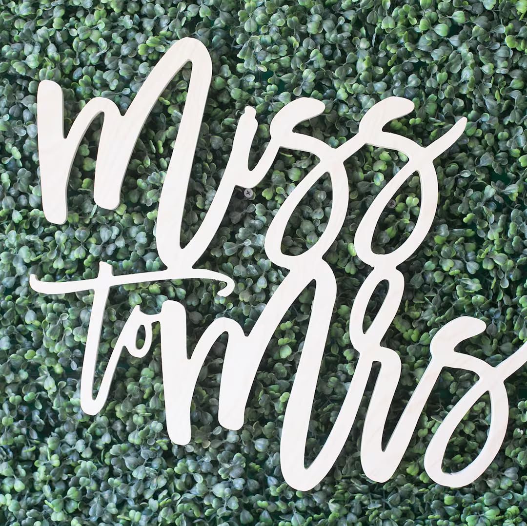Miss to Mrs Wood Sign, Wedding Backdrop, Wedding Bar Sign, Bridal Shower, Bride to Be Backdrop, Wedding Decor, Bridal Shower Decor (MDF, Small (16")) WHOLESALE WOODCUTS