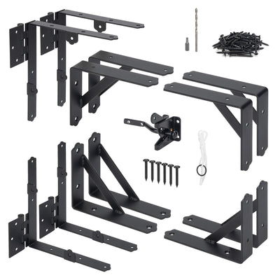 SANKINS 2 Set Anti Sag Gate Corner Brace Bracket, Heavy Duty No Sag Gate Frame Kit with Self-Locking Gate Latch, Black Gate Kit for Wooden Fence,