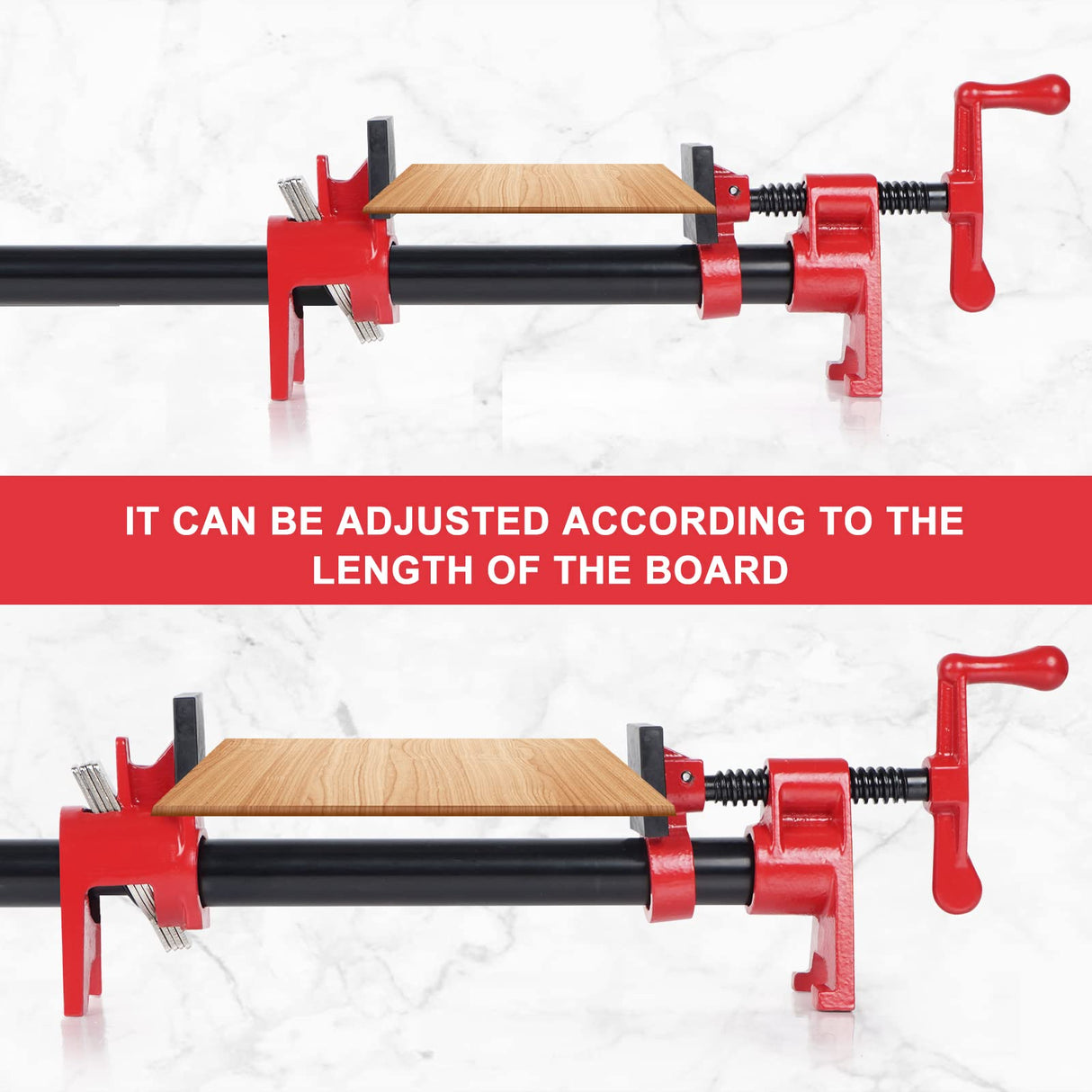 FASTORS Wood Clamps 2-Pack 3/4 Inch Pipe Clamps for Woodworking Heavy Duty with 2 Sets Pads, Install 3/4"Pipes for Use as Bar Clamps Red FASTORS