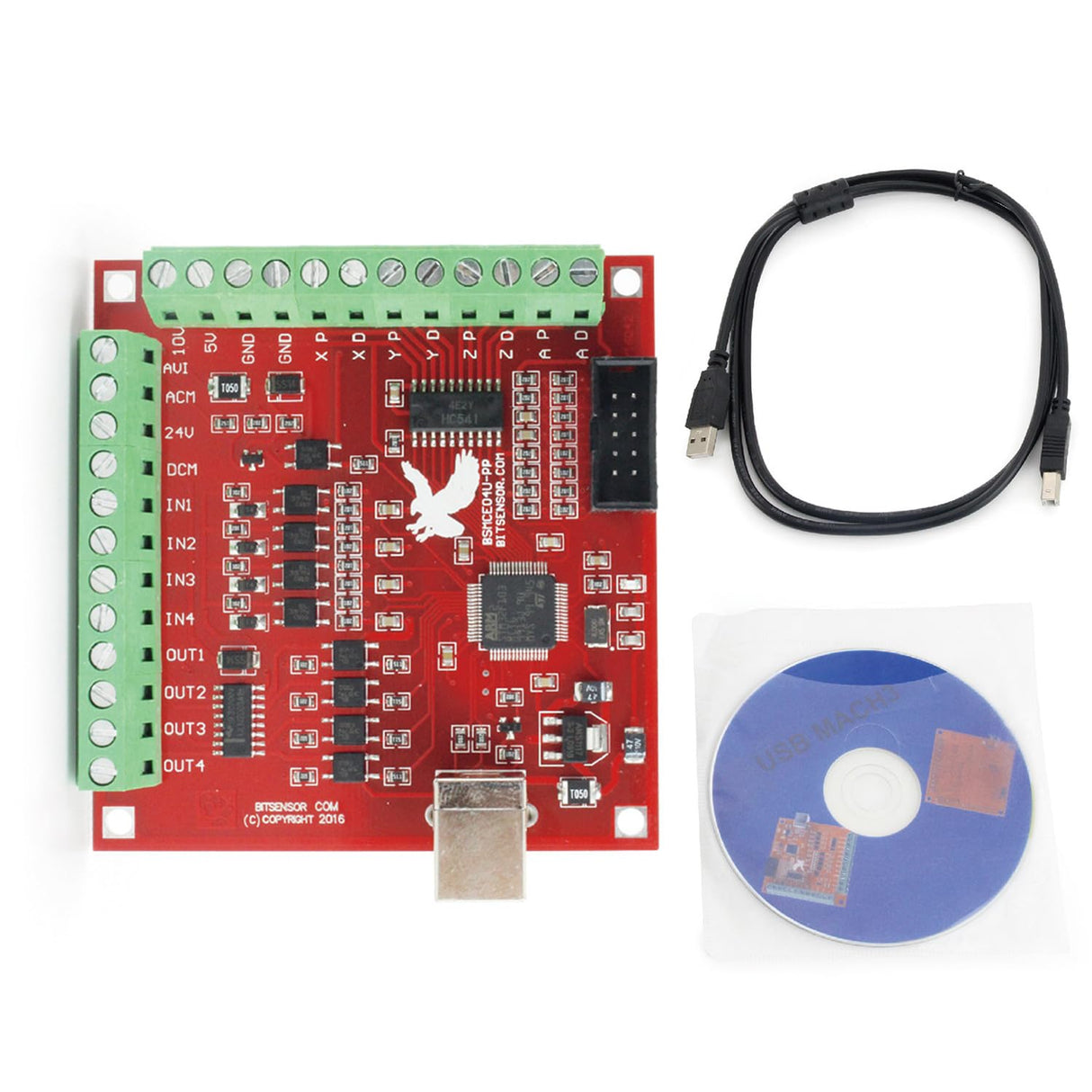 CNCTOPBAOS 4 Axis USB Mach3 Motion Control Card,Red 4-Axis Linkage MACH3 CNC Controller Board,Stepper Motor Driver Control Card 100KHz 4 Inputs CNCTOPBAOS