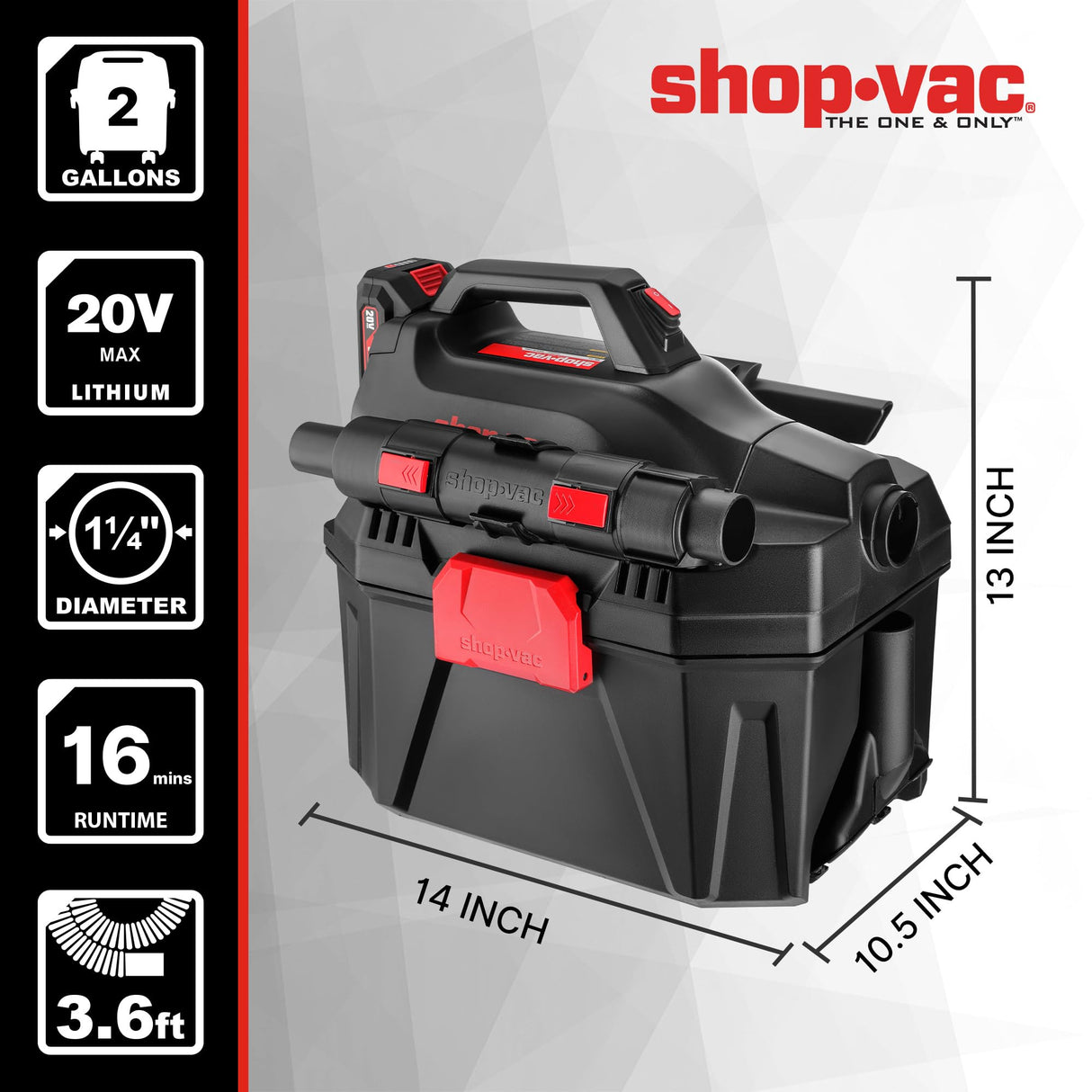 Shop-Vac 20V Cordless Wet/Dry Vacuum, 3-in-1 Portable Shop Vacuum Cleaner, Detachable Blower, Battery and Charger Included, Ideal for Jobsite, Shop-Vac
