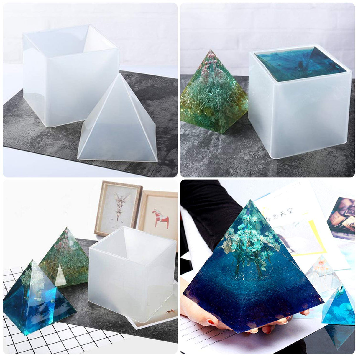 LET'S RESIN Pyramid Molds for Resin,Large Silicone Pyramid Molds,Silicone Resin Molds for DIY Pyramid, Jewelry,Great for Paperweight, Home LET'S RESIN