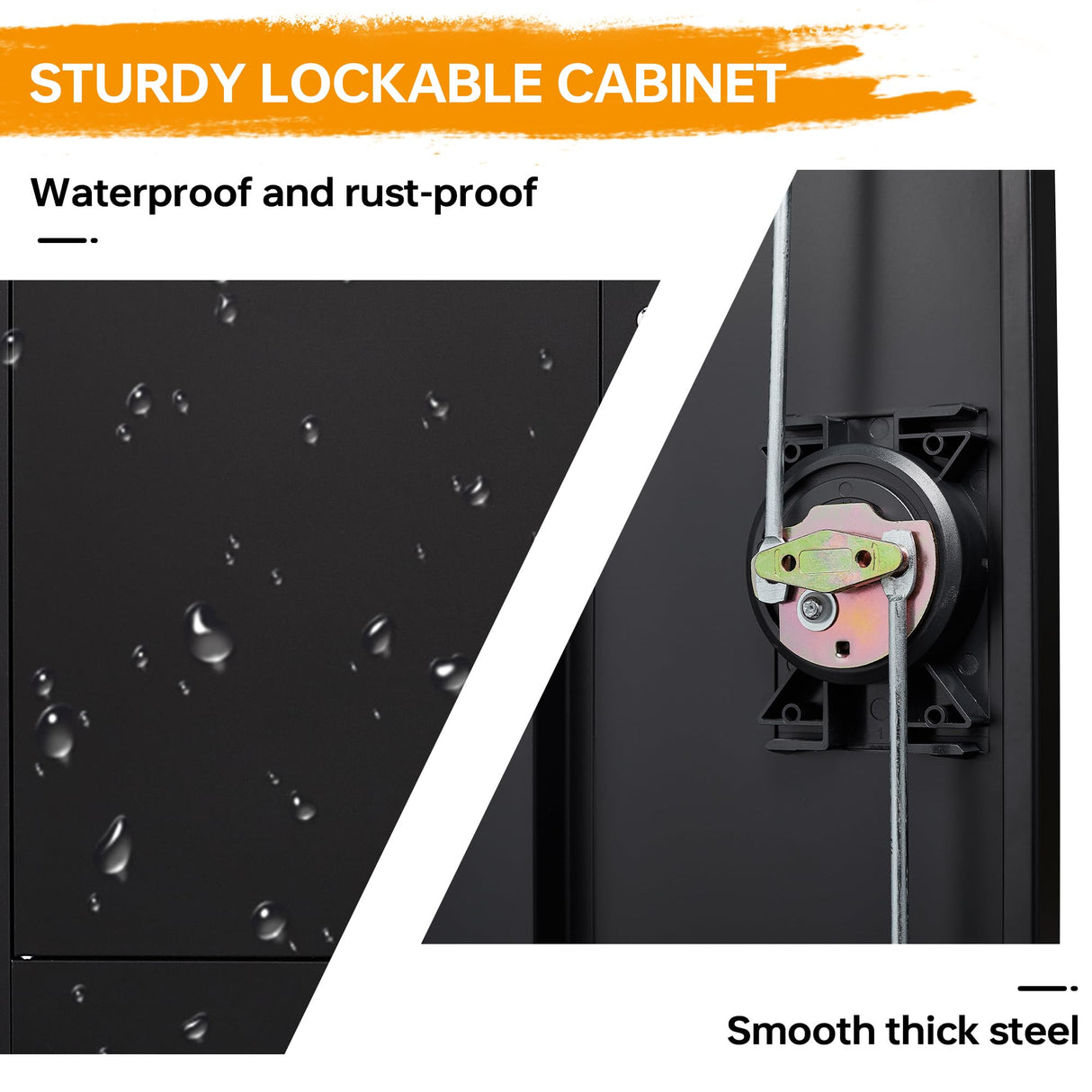 STANI Metal Storage Cabinet with 2 Adjustable Shelves, Steel Counter Cabinet with Lockable Doors for Home Office Warehouse Garage (Black, 36" H-Style STANI