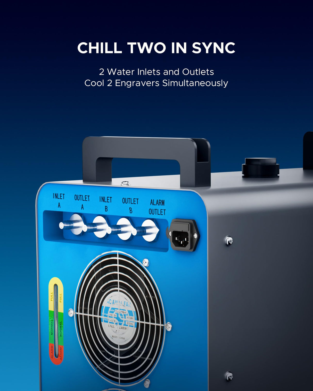 OMTech 6L Dual Industrial Water Chiller 0.9hp 3.2gpm 2 Inlets & Outlets Powerful Water Cooling System CW-5202 Water Cooler to Chill Two 60W 70W 80W OMTech