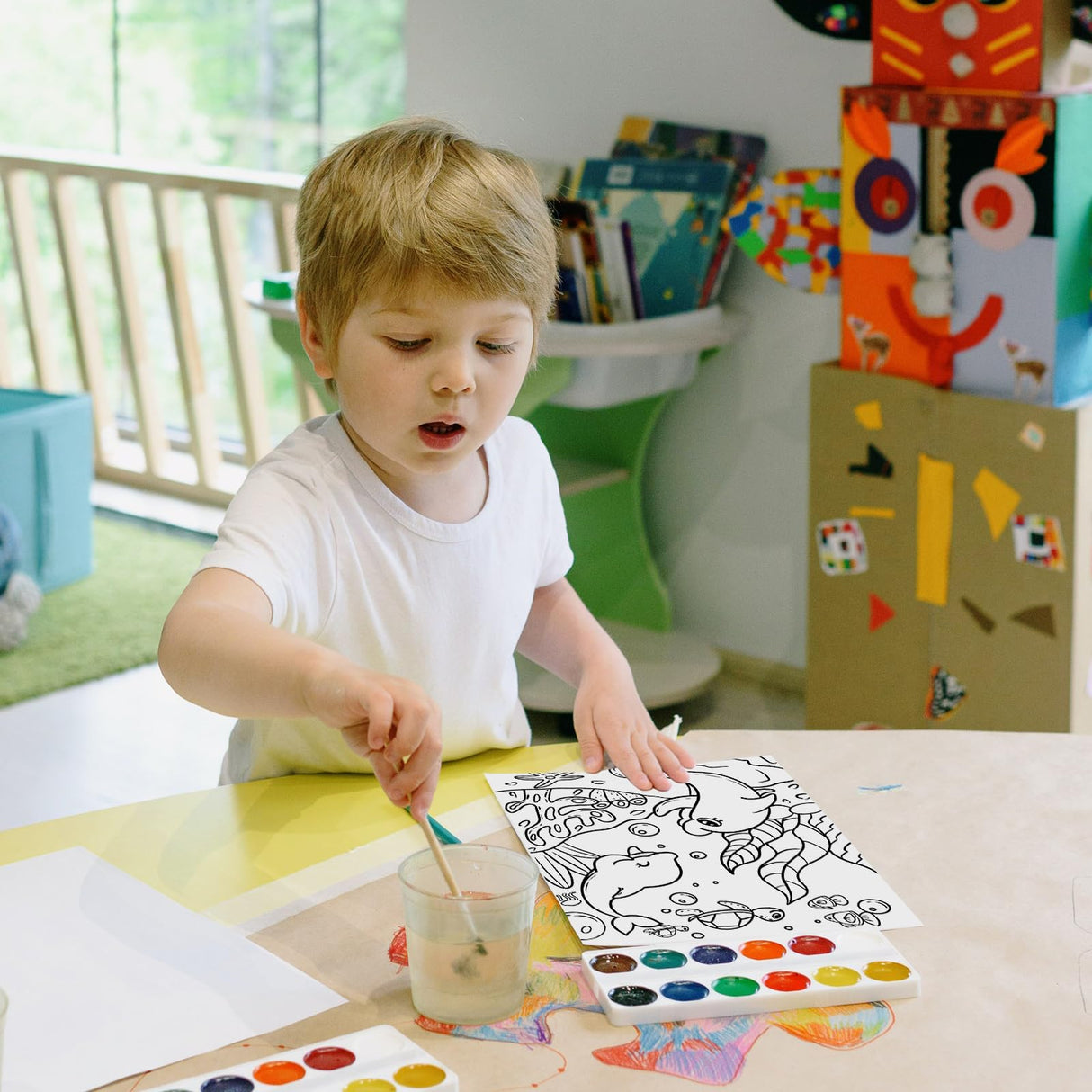 Volmop 3 Pack Paint by Numbers for Kids Ages 8-12,10 * 8" Color by Number for Kids Framed Canvas with 17 Acrylic Paints and 6 Brushes, Kids'Paint by Volmop