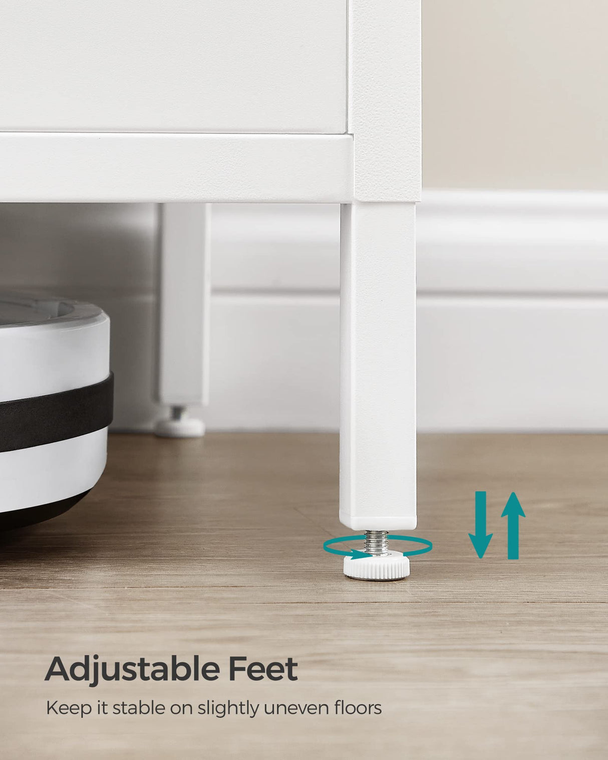 SONGMICS Storage Sideboard, Buffet Table with Adjustable Shelves, Floor Storage Cupboard, Steel Frame, Natural and White ULSC102W57 SONGMICS