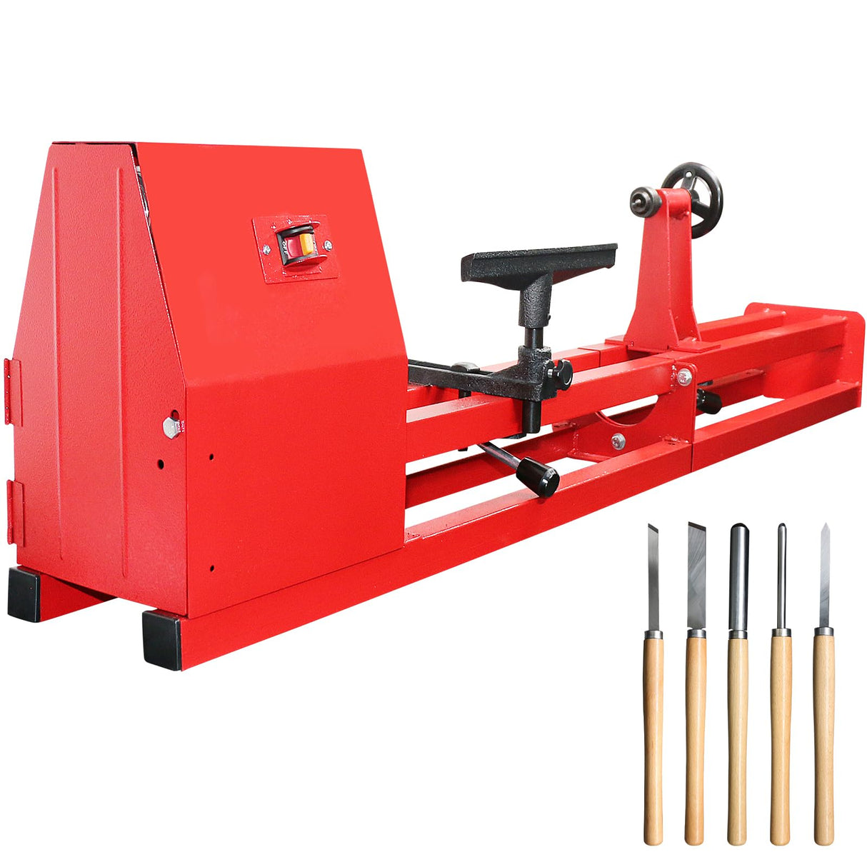 HAowosi Upgraded Wood Lathe 14" x 40", Power Wood Turning Lathe Adjustable 4 Speed 1100/1600/2300/3400RPM, Benchtop Mini Wood Lathe with 5 Chisels HAowosi