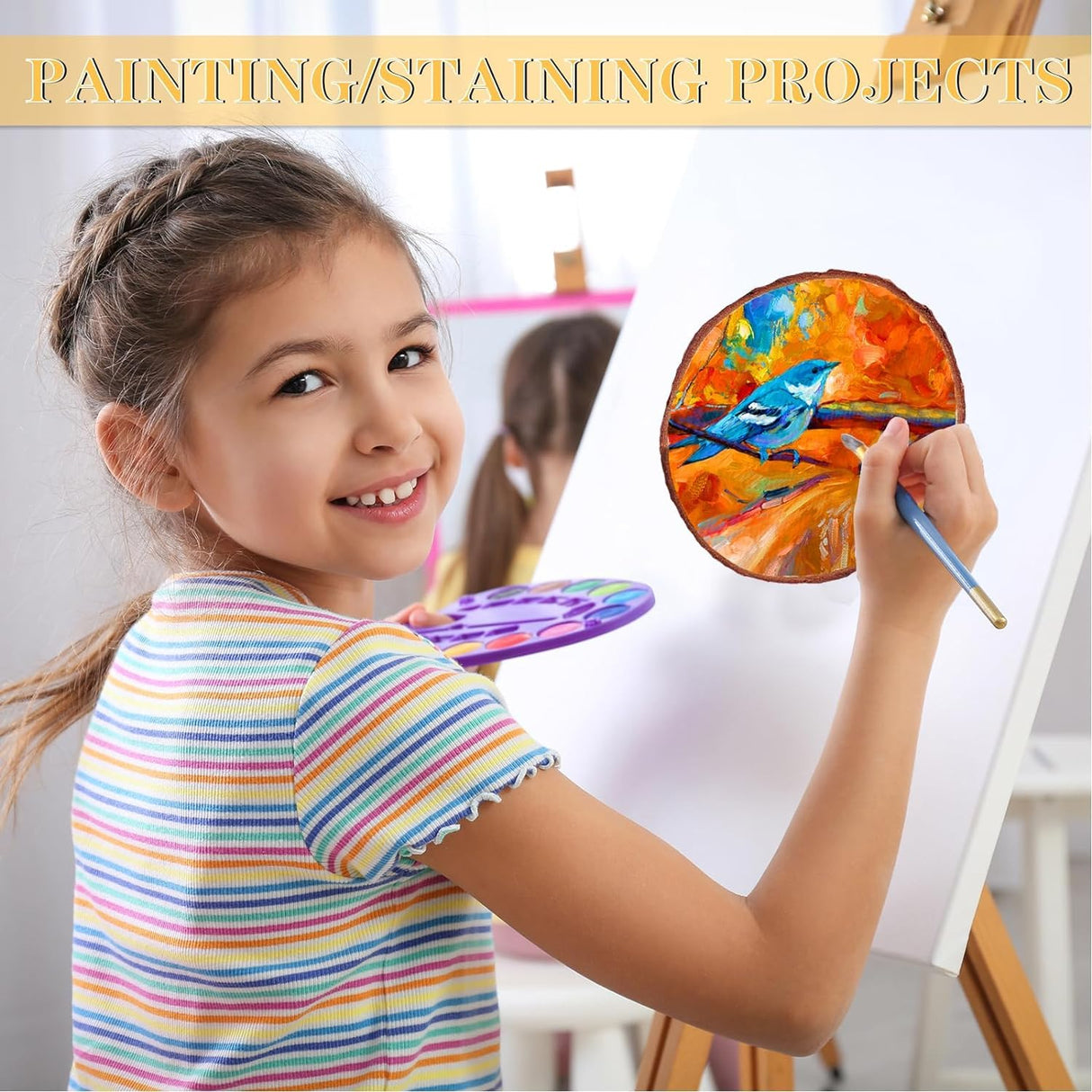 Natural Wood Slices - 30 Pcs 3.5-4 inches Craft Unfinished Wood kit Predrilled with Hole Wooden Circles for Arts Wood Slices Christmas Ornaments DIY Brmeday