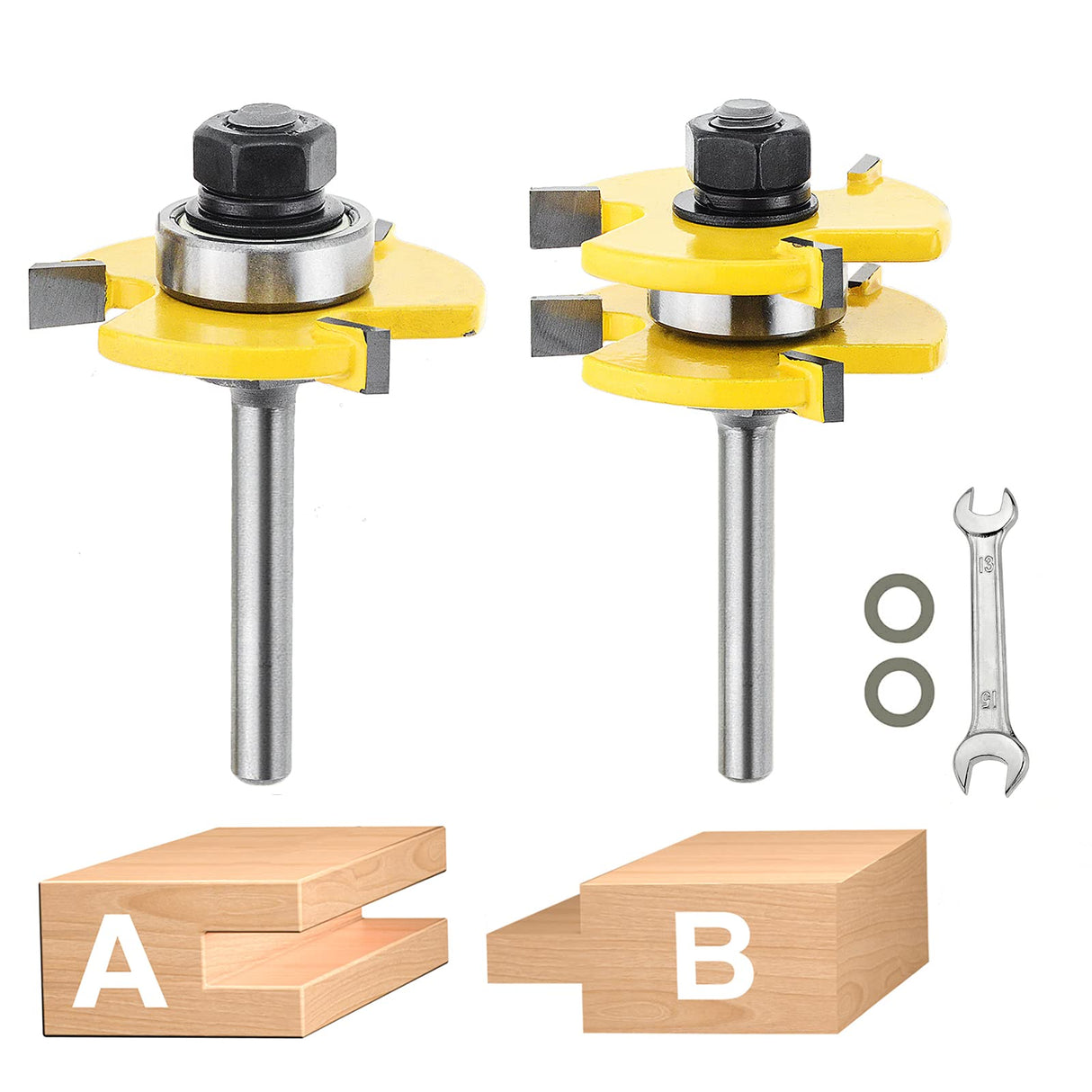 NC NC Tongue and Groove Router Bit Set,2PCS Wood Milling Cutter for Woodworking (14 inch Shank) N\C