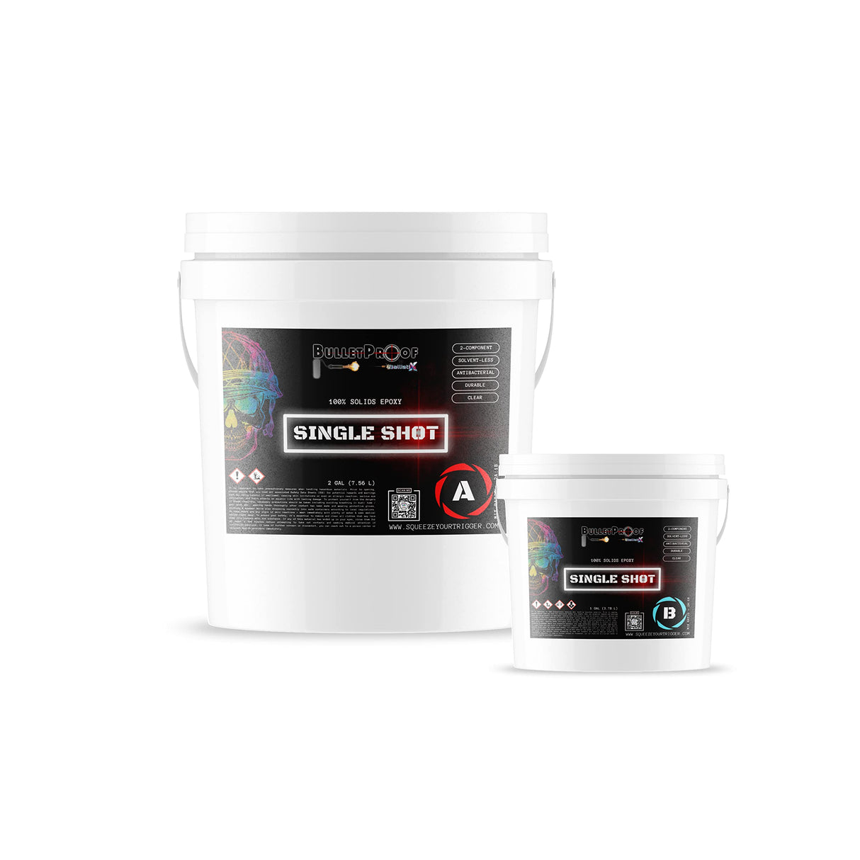 Bulletproof Resins: Single Shot |100% Solids Epoxy Resin Kit (3 Gallons) Solvent-Less, Two Component Gloss Coat Finish- Low VOC! Industrial Use, BallistiX