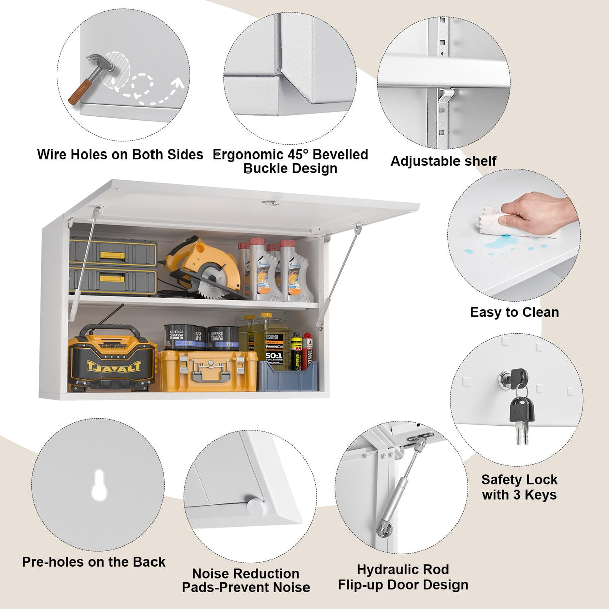 Wall Storage Cabinet Metal Garage Locker Medicine Cabinet with Locking Door Adjustable Shelf Bathroom Wall Cabinet Over The Toilet Storage Cabinet MetalMax